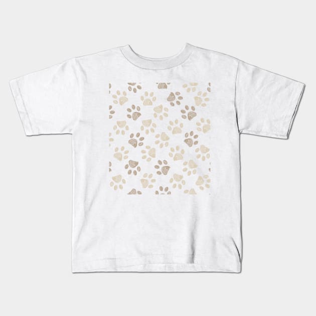 Light brown colored paw print Kids T-Shirt by GULSENGUNEL